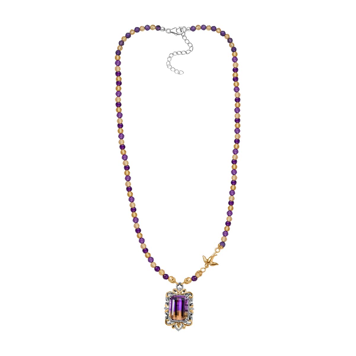 AAA Anahi Ametrine and Multi Gemstone Necklace 18 Inches in Vermeil YG and Platinum Over Sterling Silver 53.90 ctw image number 3