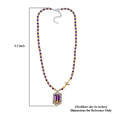 AAA Anahi Ametrine and Multi Gemstone Necklace 18 Inches in Vermeil YG and Platinum Over Sterling Silver 53.90 ctw