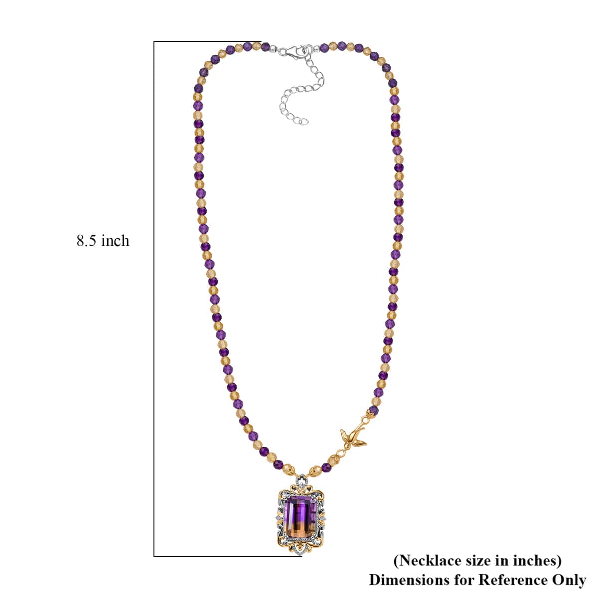 AAA Anahi Ametrine and Multi Gemstone Necklace 18 Inches in Vermeil YG and Platinum Over Sterling Silver 53.90 ctw image number 5