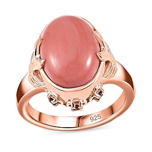 Oregon Sunrise Peach Opal and Mozambique Garnet 4.18 ctw Solitaire Ring in Vermeil Rose Gold Over Sterling Silver (Size 9.0) (6.05 g)