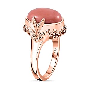 Oregon Sunrise Peach Opal and Mozambique Garnet 4.18 ctw Solitaire Ring in Vermeil Rose Gold Over Sterling Silver (Size 9.0) (6.05 g)