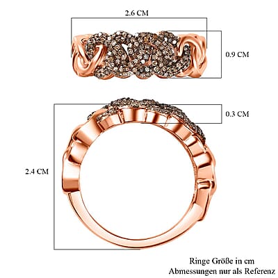 GP Champagne Diamond and Kanchanaburi Blue Sapphire ROUND 0.50 ctw Fancy Ring in Vermeil Rose Gold Over Sterling Silver (Size 10.0) (5.34 g)