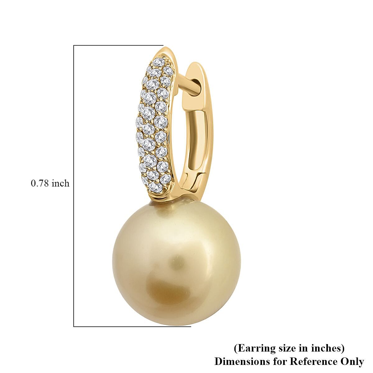 Certified & Appraised Iliana 18K Yellow Gold AAA South Sea Golden Pearl and G-H SI Diamond Earrings 0.24 ctw