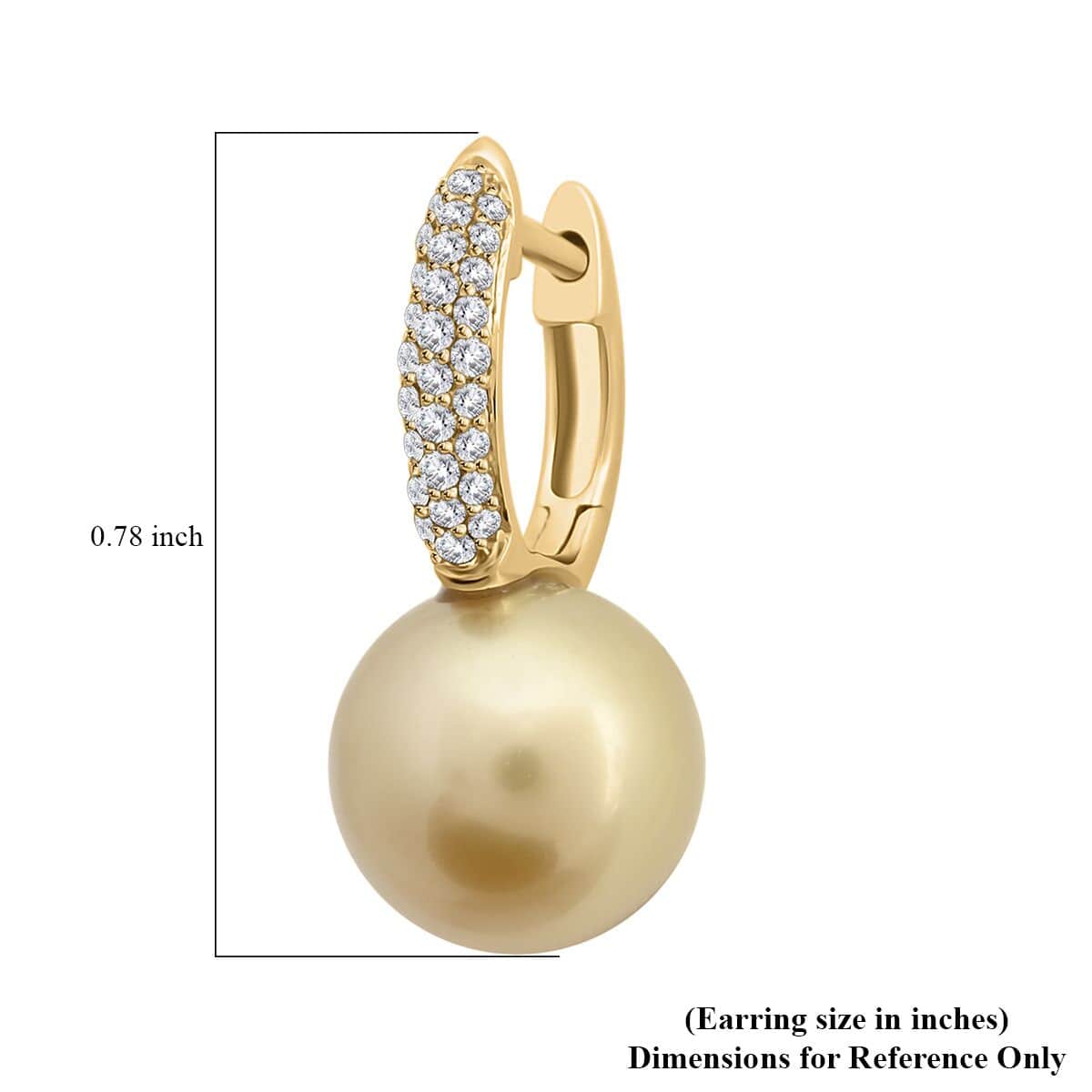 Certified & Appraised Iliana 18K Yellow Gold AAA South Sea Golden Pearl and G-H SI Diamond Earrings 0.24 ctw image number 4