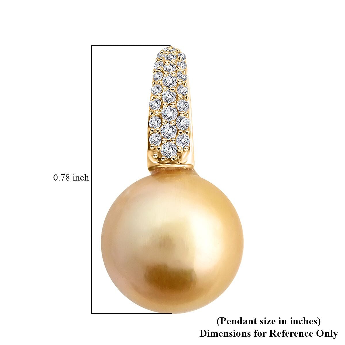 Certified & Appraised Iliana 18K Yellow Gold AAA South Sea Golden Pearl and G-H SI Diamond Pendant without Chain 0.11 ctw