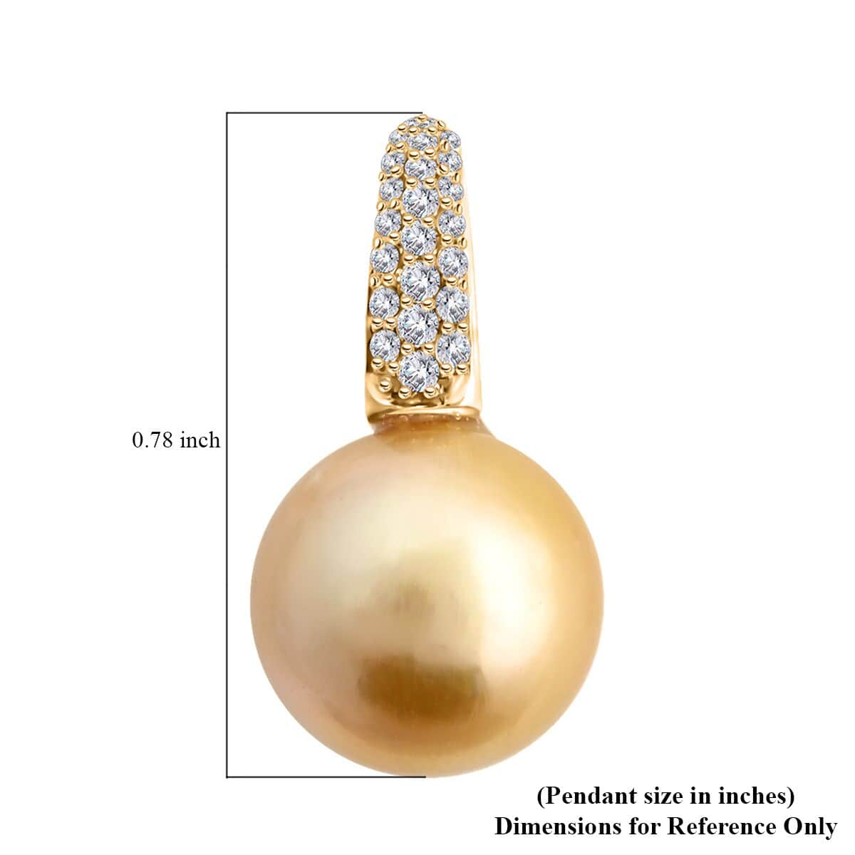 Certified & Appraised Iliana 18K Yellow Gold AAA South Sea Golden Pearl and G-H SI Diamond Pendant 0.11 ctw image number 4