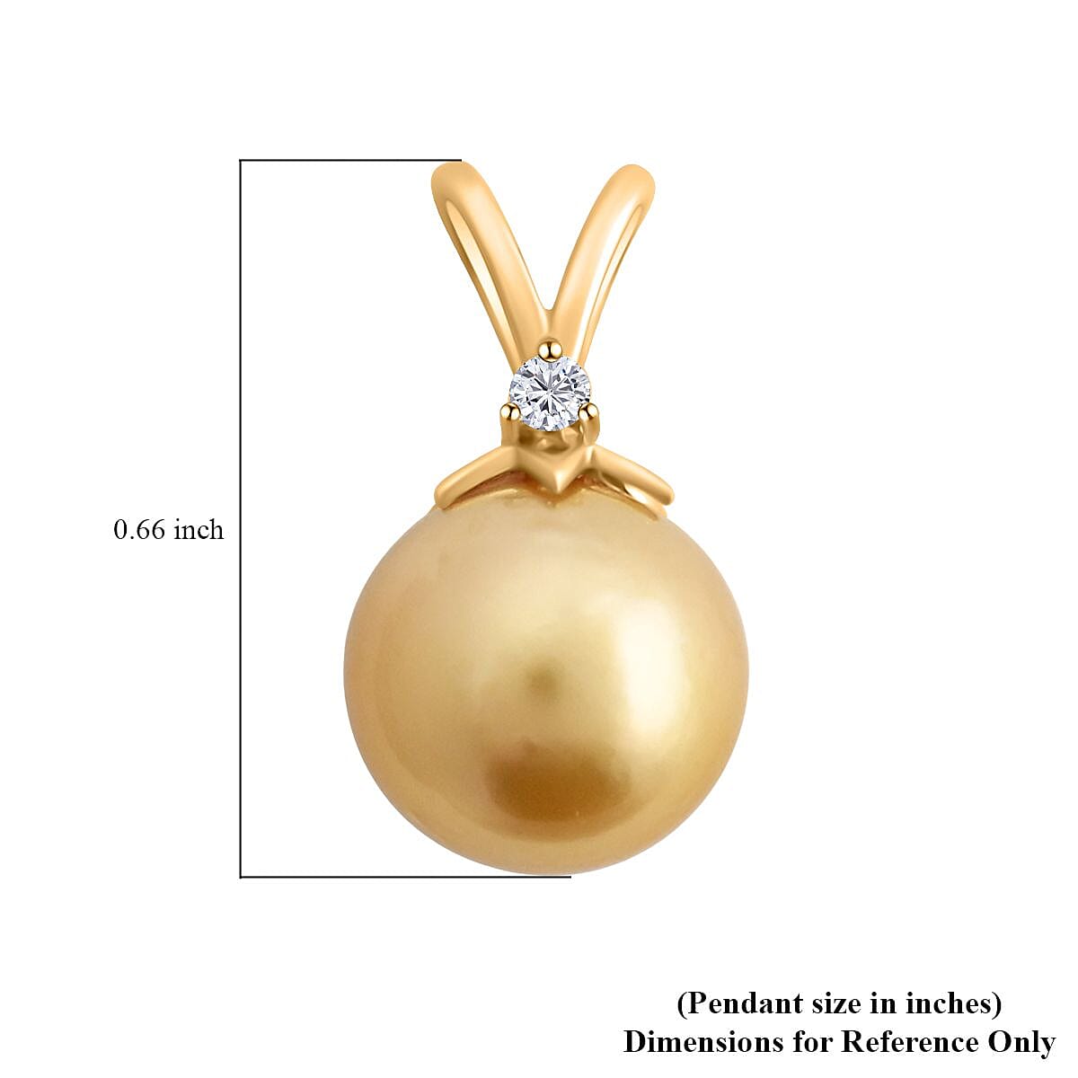 Certified & Appraised Iliana 18K Yellow Gold AAA South Sea Golden Pearl and G-H SI Diamond Pendant image number 4