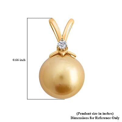 Certified & Appraised Iliana 18K Yellow Gold AAA South Sea Golden Pearl and G-H SI Diamond Pendant