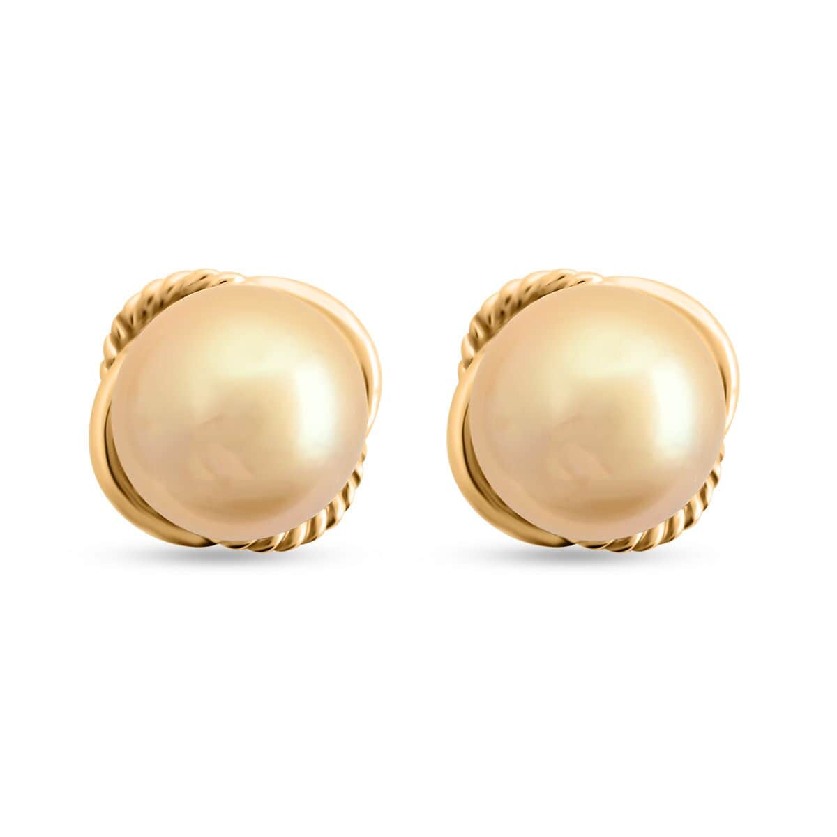 Certified & Appraised Iliana 18K Yellow Gold AAA South Sea Golden Pearl (7.5-7.9mm) Earrings image number 0