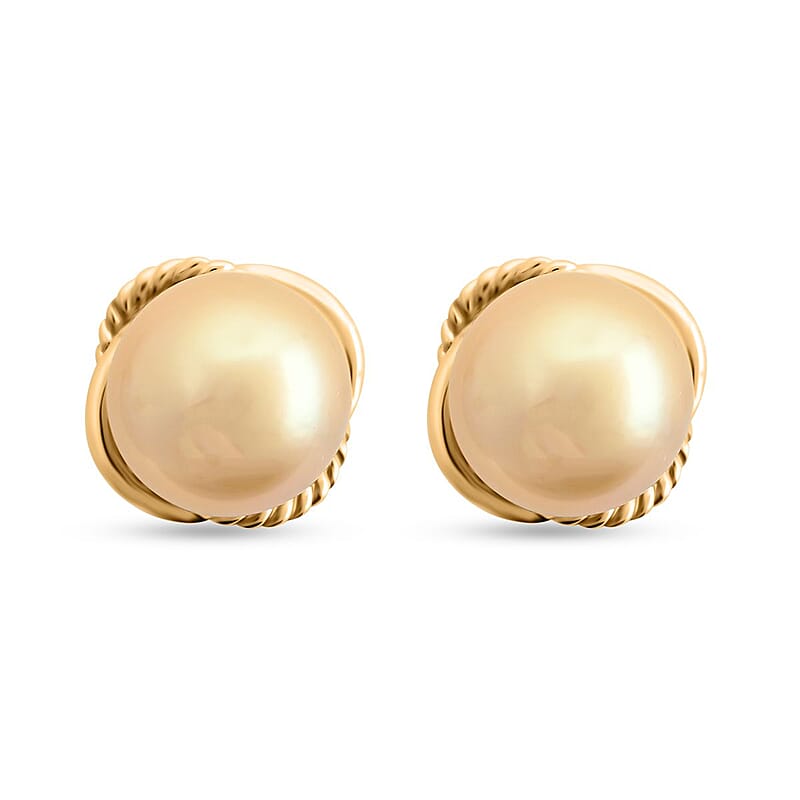 Certified & Appraised Iliana 18K Yellow Gold AAA South Sea Golden Pearl (7.5-7.9mm) Earrings