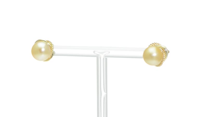 Certified & Appraised Iliana 18K Yellow Gold AAA South Sea Golden Pearl (7.5-7.9mm) Earrings