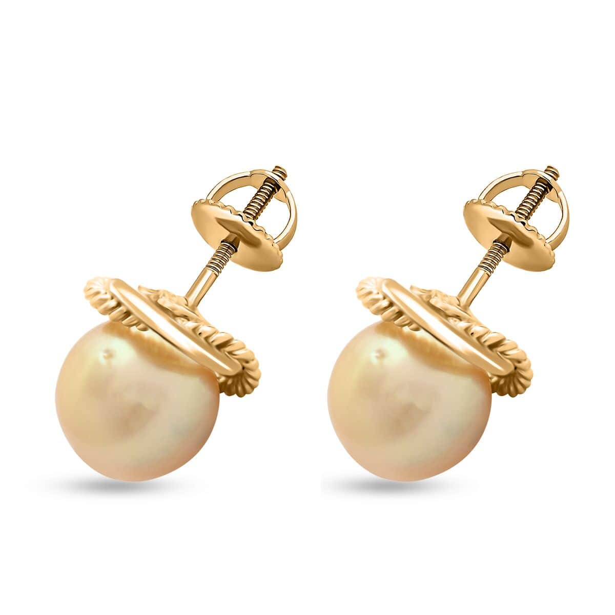 Certified & Appraised Iliana 18K Yellow Gold AAA South Sea Golden Pearl (7.5-7.9mm) Earrings image number 3