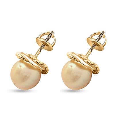 Certified & Appraised Iliana 18K Yellow Gold AAA South Sea Golden Pearl (7.5-7.9mm) Earrings