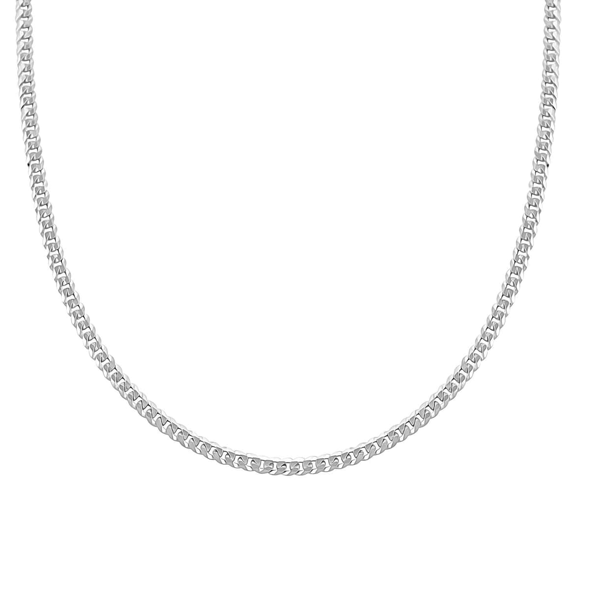 Italian Flat Curb Necklace in Sterling Silver 22 Inches 10.90 Grams image number 0