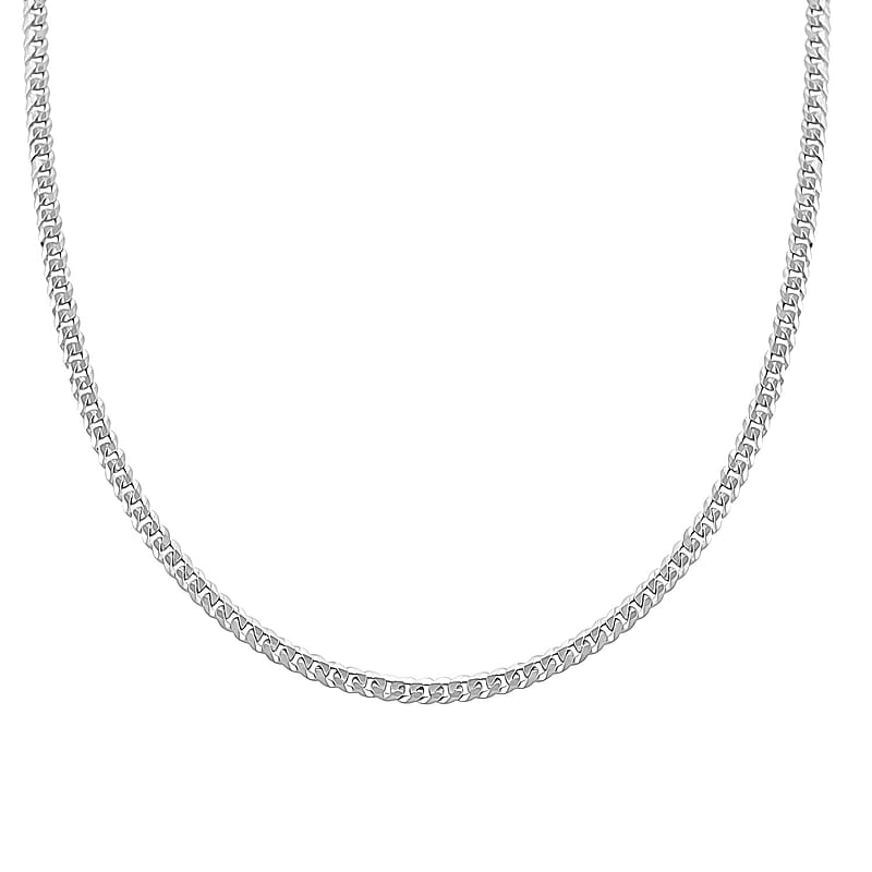 Italian Sterling Silver Flat Curb Necklace (22 Inches) (10 g)