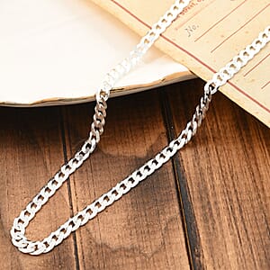 Italian Sterling Silver Flat Curb Necklace (22 Inches) (10 g)