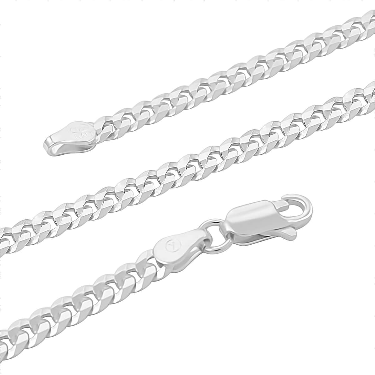 Italian Flat Curb Necklace in Sterling Silver 22 Inches 10.90 Grams image number 2