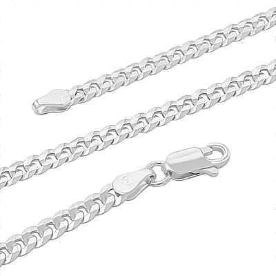 Italian Sterling Silver Flat Curb Necklace (22 Inches) (10 g)