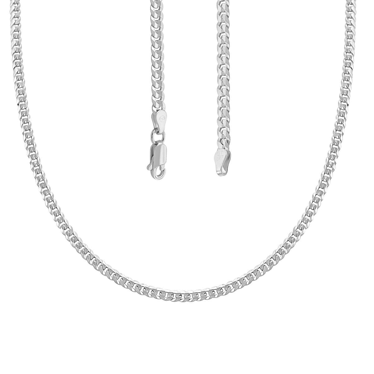 Italian Flat Curb Necklace in Sterling Silver 22 Inches 10.90 Grams image number 3