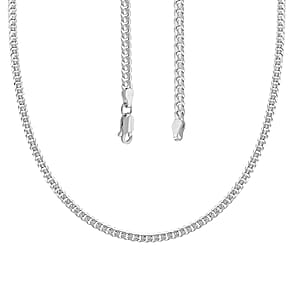 Italian Sterling Silver Flat Curb Necklace (22 Inches) (10 g)