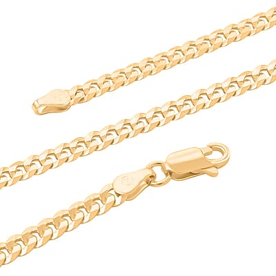 Italian 14K YG Over Sterling Silver Flat Curb Necklace (22 Inches) (10 g)