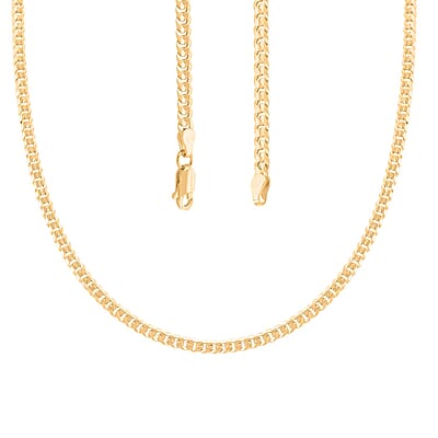 Italian 14K YG Over Sterling Silver Flat Curb Necklace (22 Inches) (10 g)