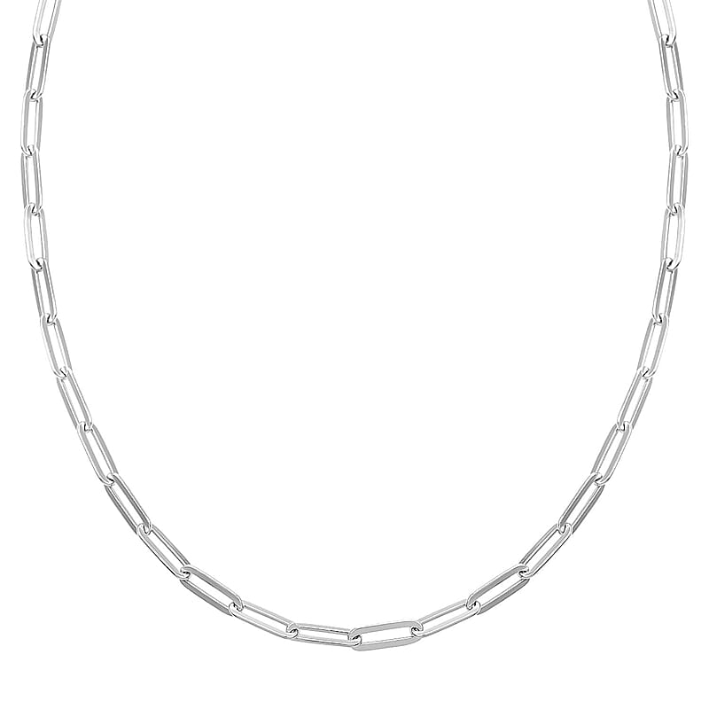 Paperclip Chain Necklace in Sterling Silver 20 Inches 10.50 Grams