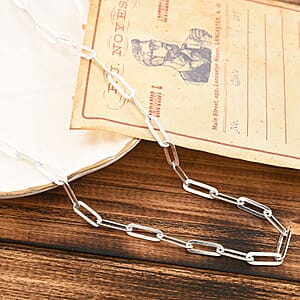 Paperclip Chain Necklace in Sterling Silver 20 Inches 10.50 Grams