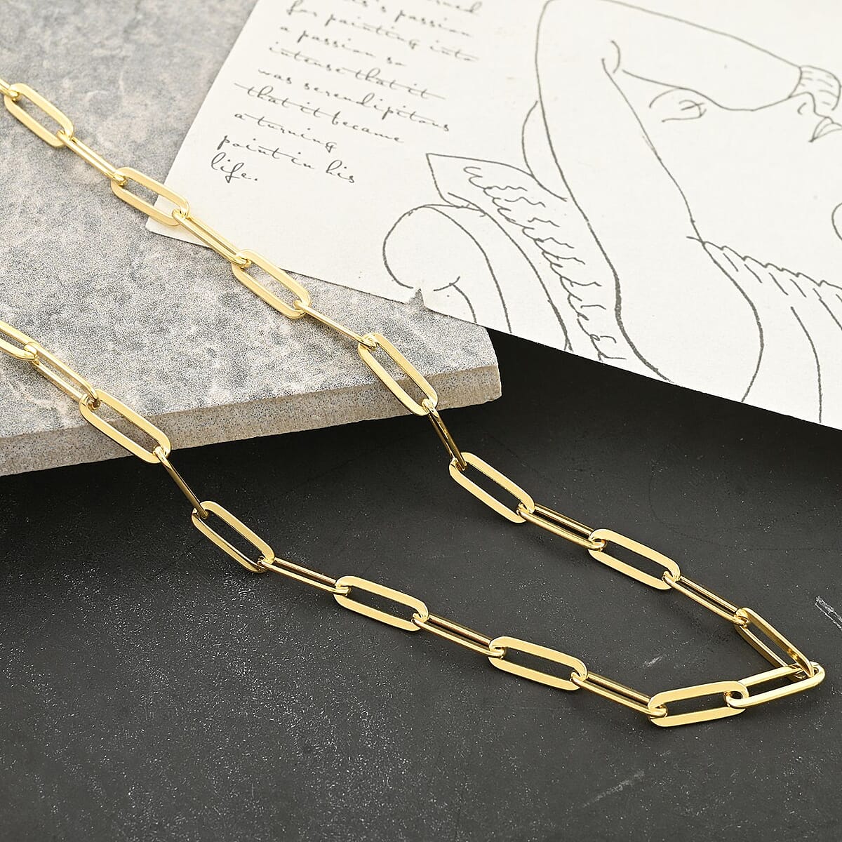 14K Yellow Gold Over Sterling Silver Paperclip Chain Necklace 20 Inches 10.50 Grams image number 1