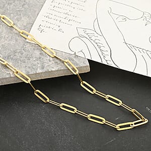 14K Yellow Gold Over Sterling Silver Paperclip Chain Necklace 20 Inches 10.50 Grams