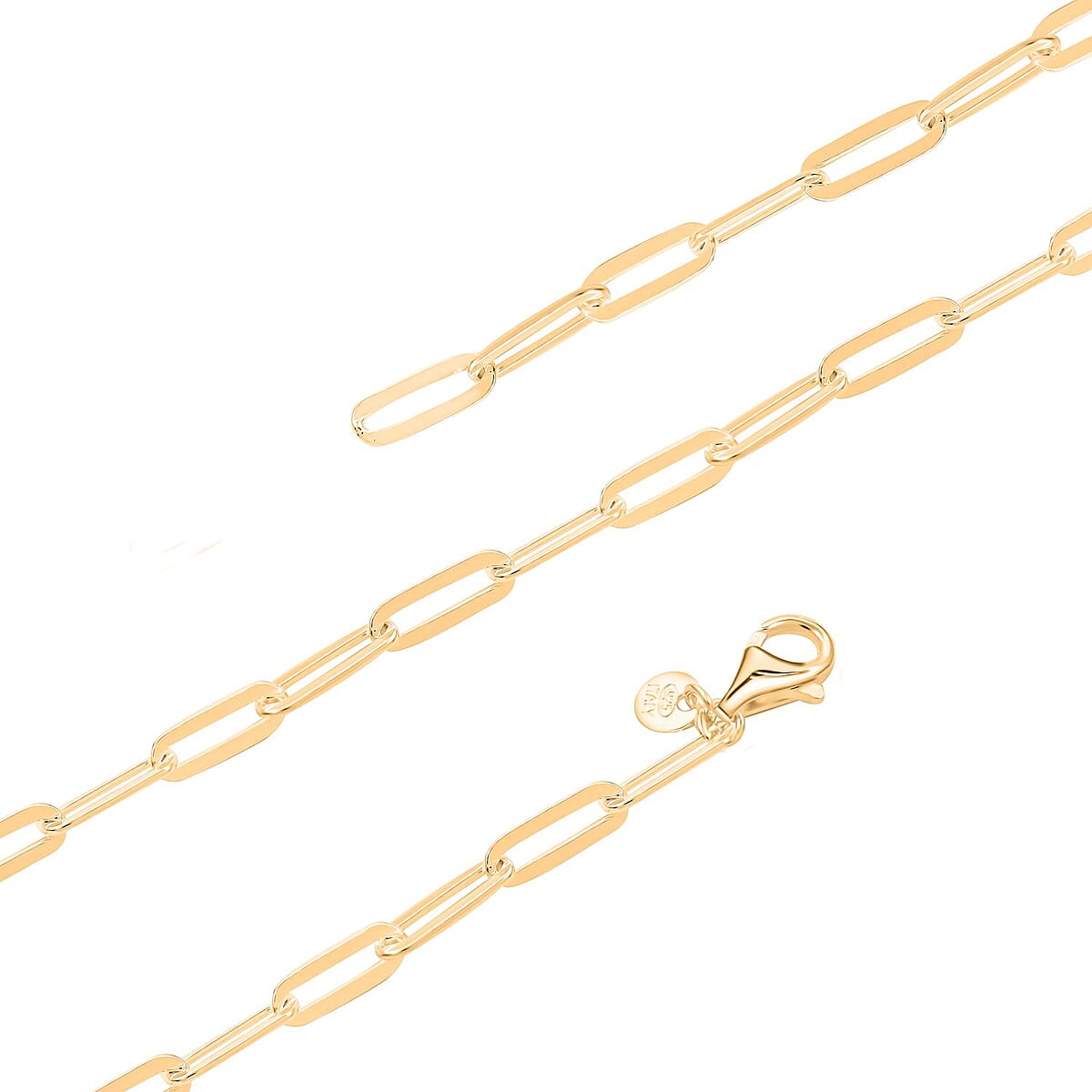 14K Yellow Gold Over Sterling Silver Paperclip Chain Necklace 20 Inches 10.50 Grams image number 2