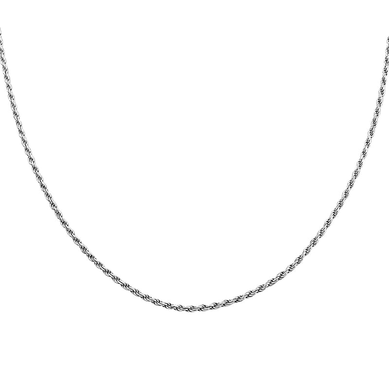Italian Sterling Silver Rope Chain Necklace 22 Inches 10.8 Grams