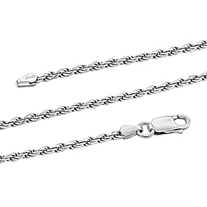Italian Sterling Silver Rope Chain Necklace 22 Inches 10.8 Grams