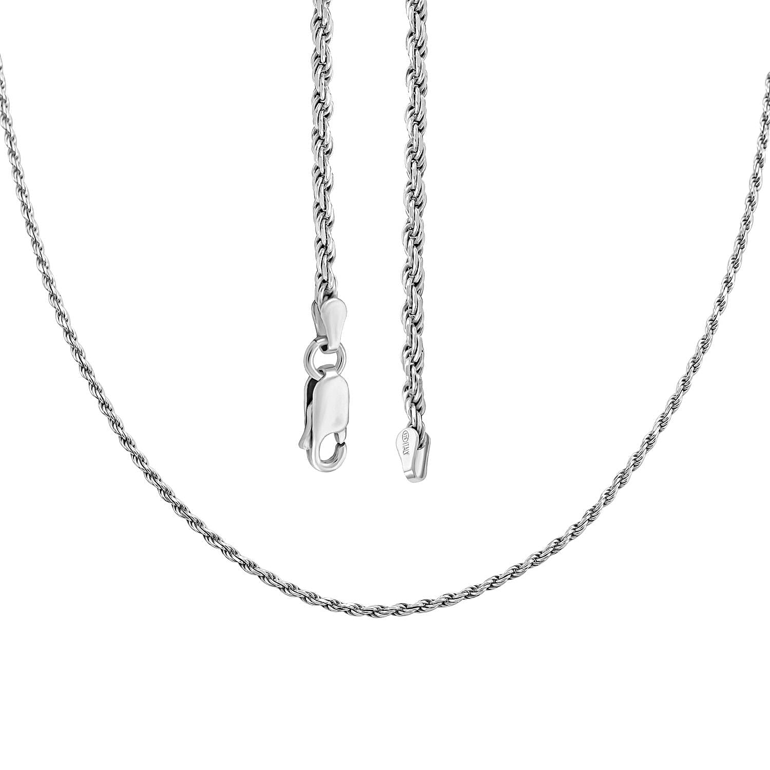 Italian Sterling Silver Rope Chain Necklace 22 Inches 10.8 Grams