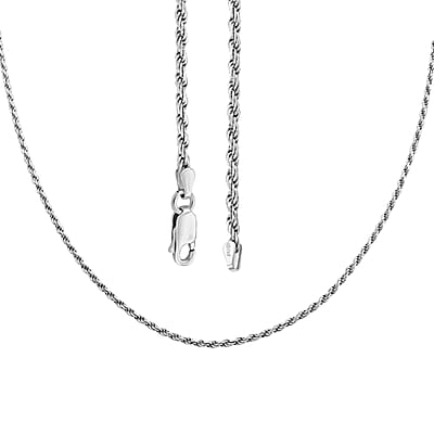 Italian Sterling Silver Rope Chain Necklace 22 Inches 10.8 Grams