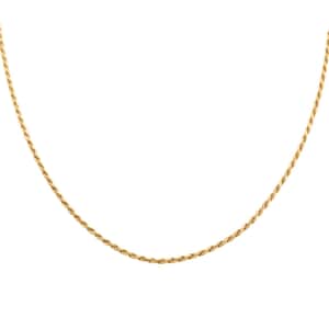 Italian 14K Yellow Gold Over Sterling Silver Rope Chain Necklace 22 Inches 10.8 Grams