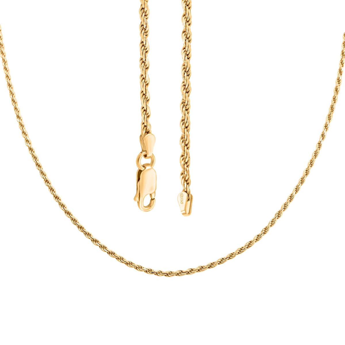 Italian 14K Yellow Gold Over Sterling Silver Rope Chain Necklace 22 Inches 10.8 Grams image number 3