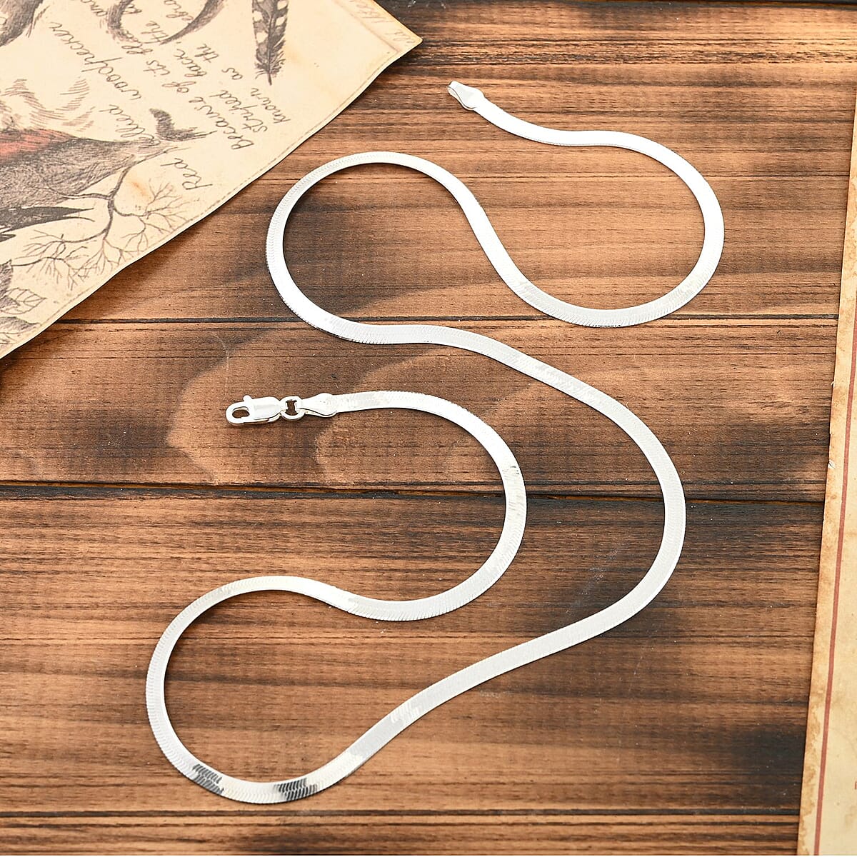 Herringbone Chain Necklace in Sterling Silver 20 Inches 6.50 Grams image number 1