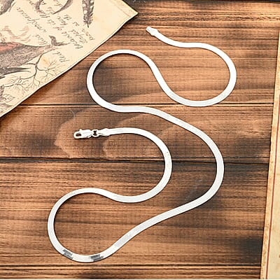 Herringbone Chain Necklace in Sterling Silver 20 Inches 6.50 Grams