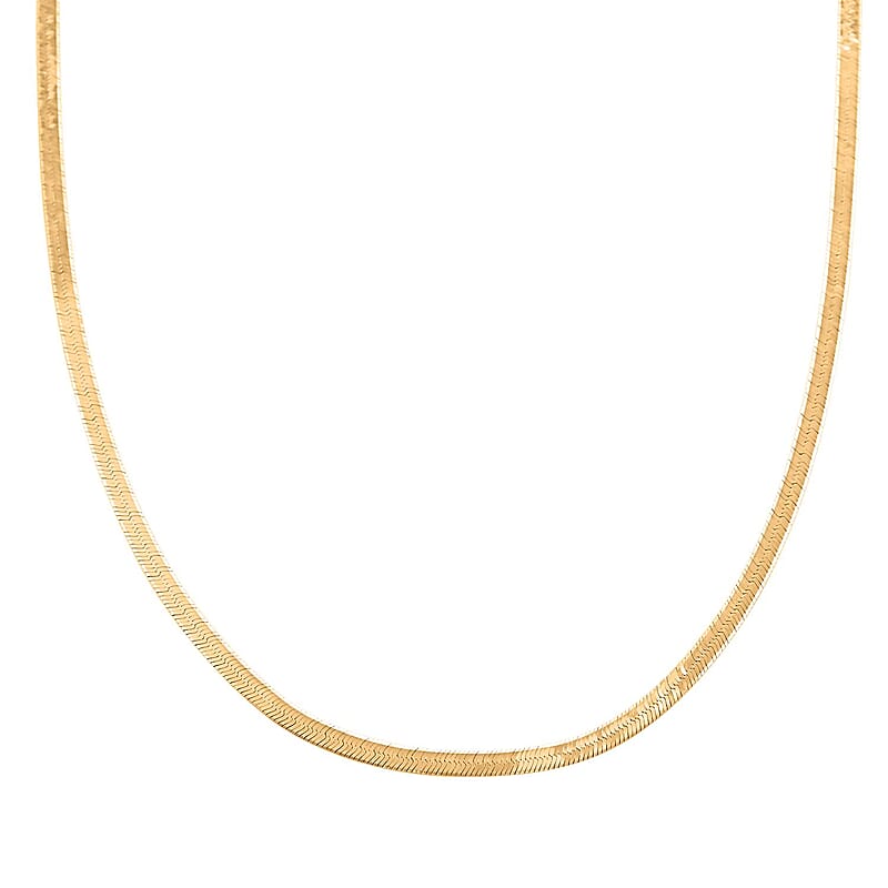 Herringbone Chain Necklace in 14K Yellow Gold Over Sterling Silver 20 Inches 6.50 Grams