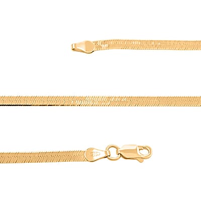 Herringbone Chain Necklace in 14K Yellow Gold Over Sterling Silver 20 Inches 6.50 Grams