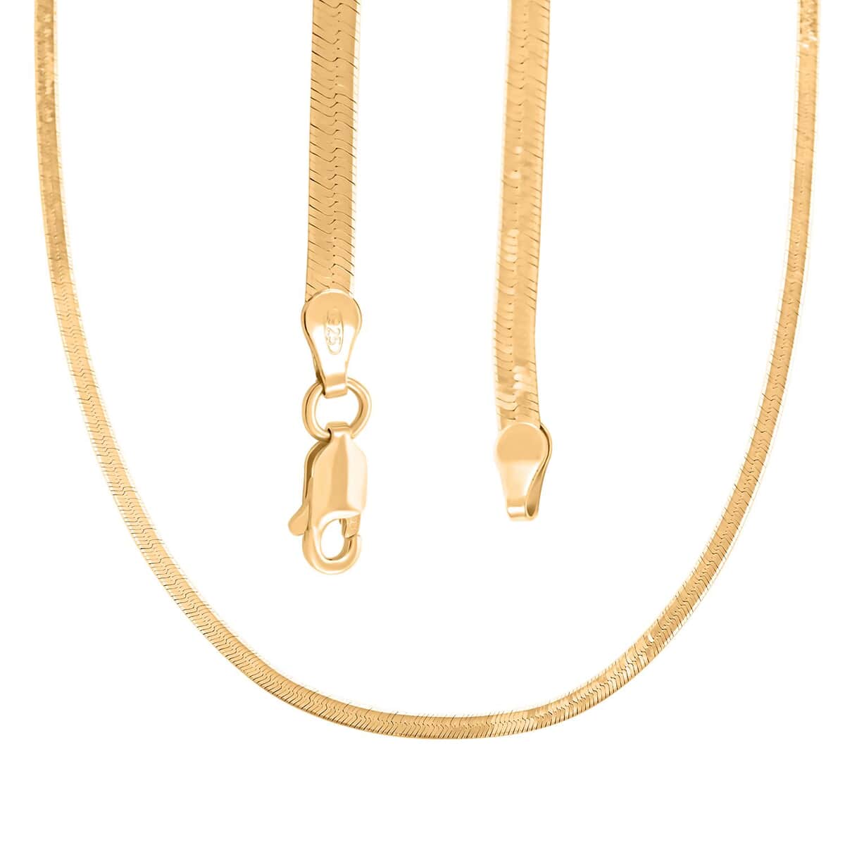 Herringbone Chain Necklace in 14K Yellow Gold Over Sterling Silver 20 Inches 6.50 Grams image number 3