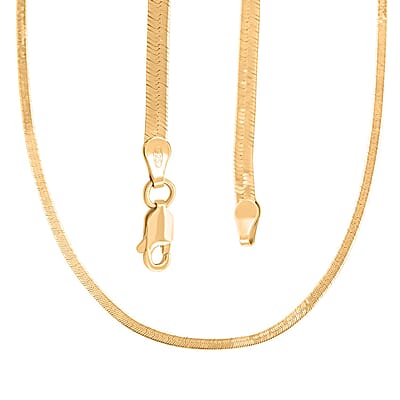 Herringbone Chain Necklace in 14K Yellow Gold Over Sterling Silver 20 Inches 6.50 Grams