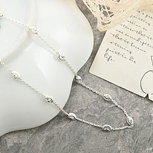 Sterling Silver 3mm Station Oval Moon Necklace 24 Inches 5.40 Grams