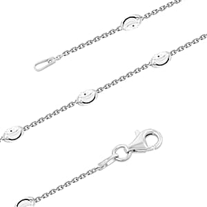 Sterling Silver 3mm Station Oval Moon Necklace 24 Inches 5.40 Grams