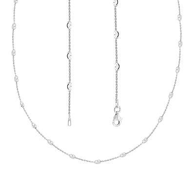 Sterling Silver 3mm Station Oval Moon Necklace 24 Inches 5.40 Grams