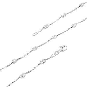 Rhodium Over Sterling Silver 3mm Station Oval Moon Necklace 24 Inches 5.40 Grams