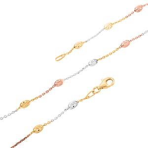 14K RG, YG Over and Sterling Silver 3mm Station Oval Moon Necklace 24 Inches 5.40 Grams