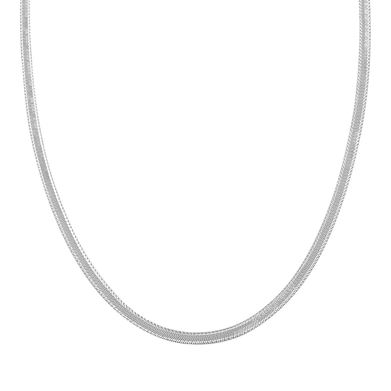 Italian Sterling Silver Herringbone Chain Necklace 20 Inches 10.20 Grams
