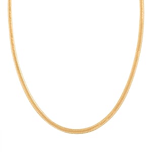 Italian 14K Yellow Gold Over Sterling Silver Herringbone Chain Necklace 20 Inches 10.20 Grams